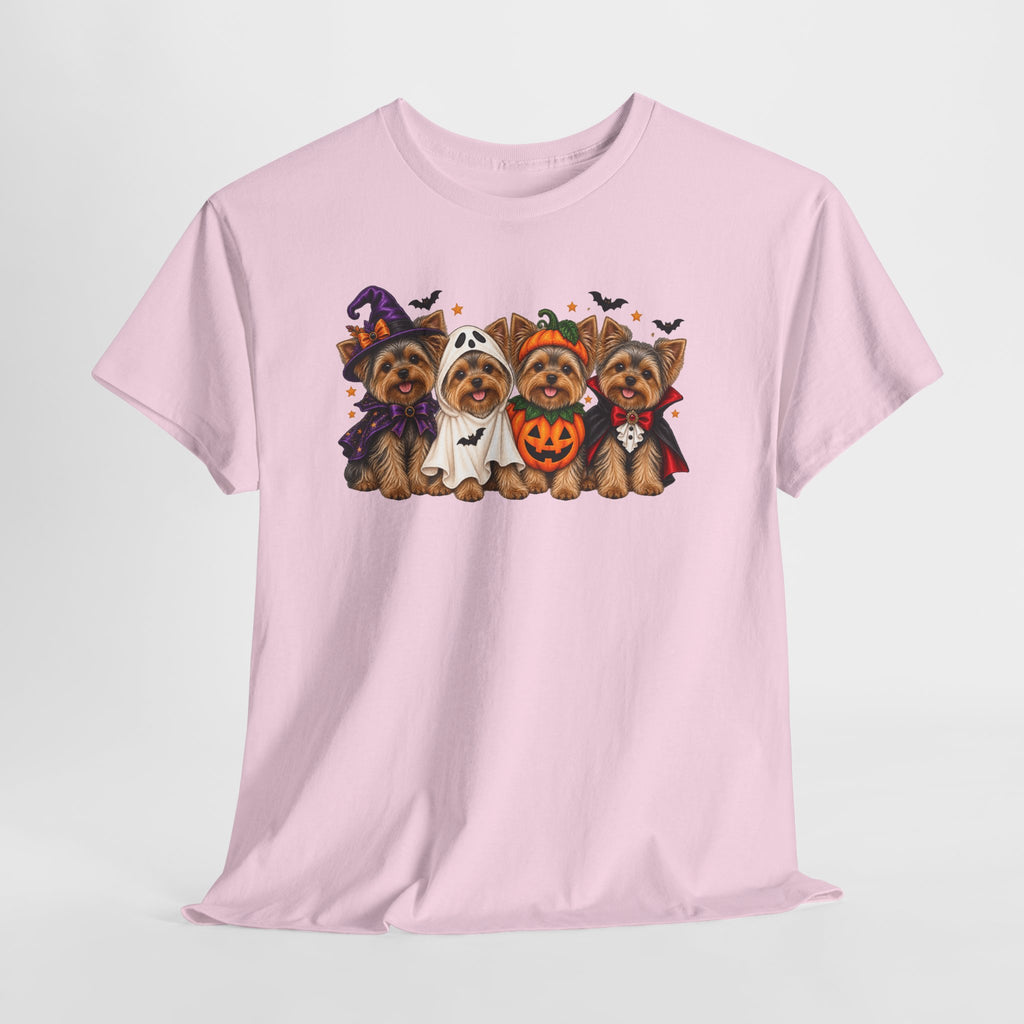 Halloween Yorkie T-Shirt — Cute Yorkies in Costumes (Pumpkin, Ghost, Witch, Vampire)