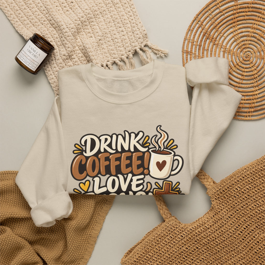 Coffee, Jesus & Be Happy Crewneck Sweatshirt