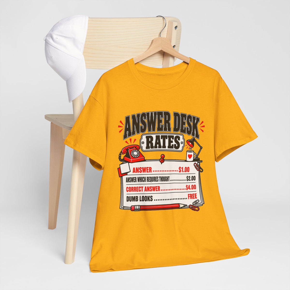 Answer Desk Rates T-Shirt — Funny Help Desk IT Support Tee ("Answer 1.00, Correct Answer 4.00")