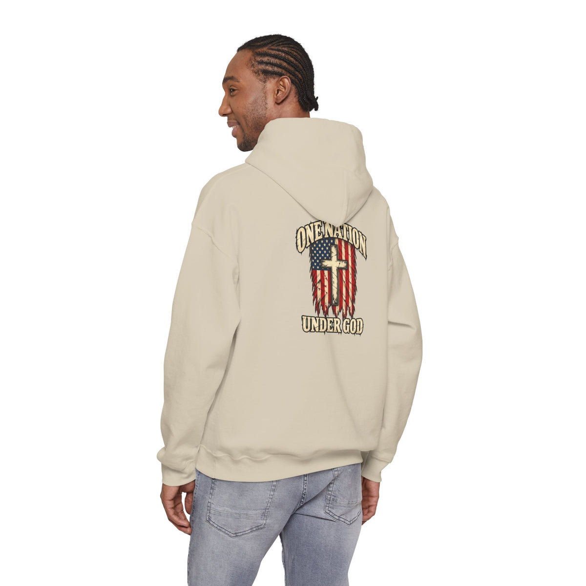 One Nation Under God Patriotic Cross Hoodie