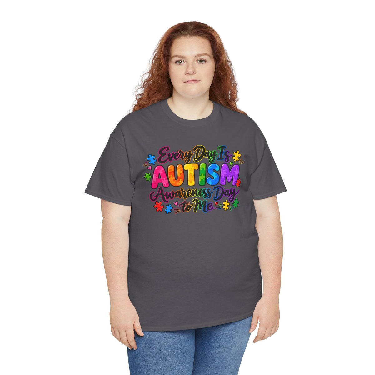Autism Awareness T-Shirt — "Every Day Is Autism Awareness Day to Me" Colorful Puzzle Tee