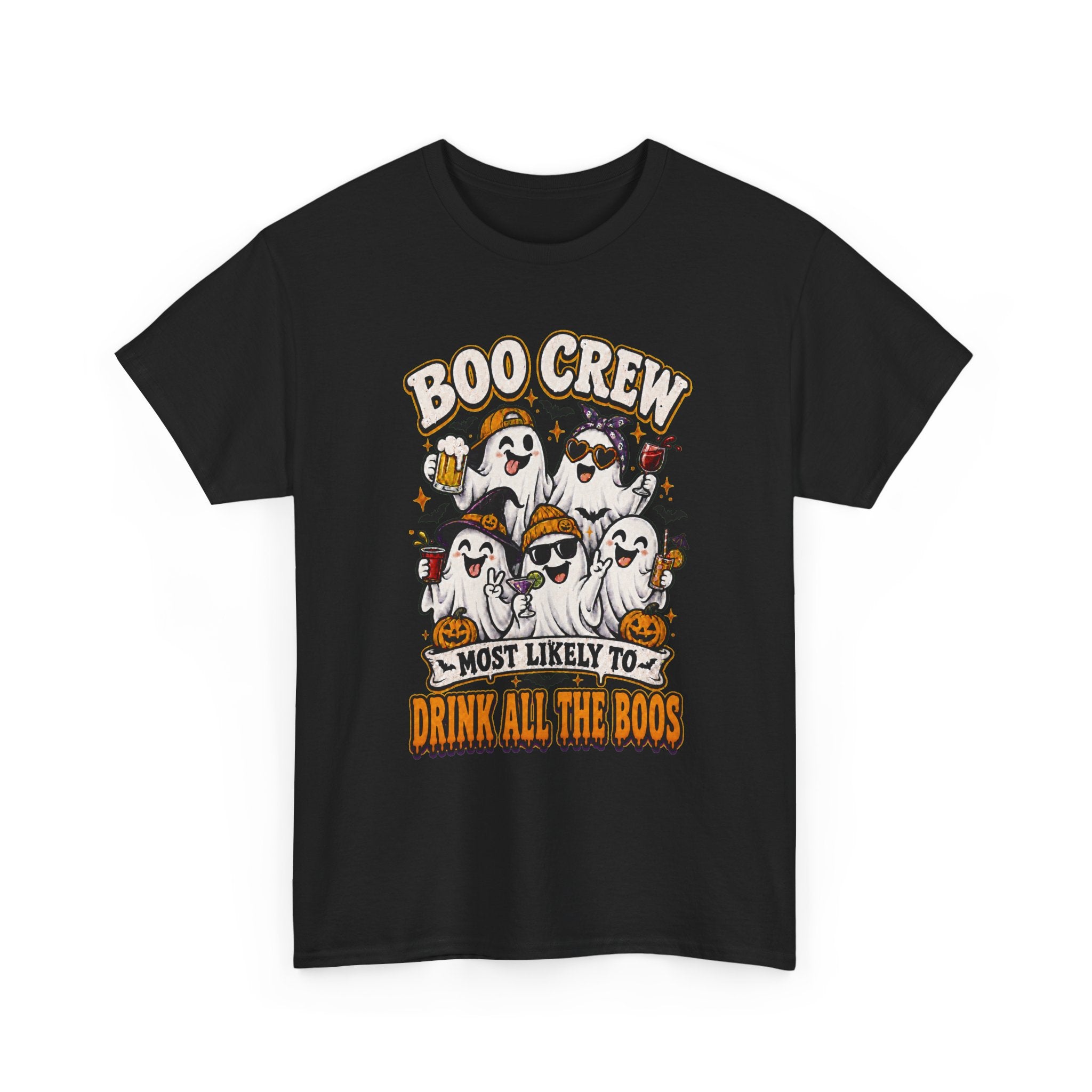 Boo Crew Halloween Tee — “Most Likely To Drink All The Boos” Ghost Party Shirt