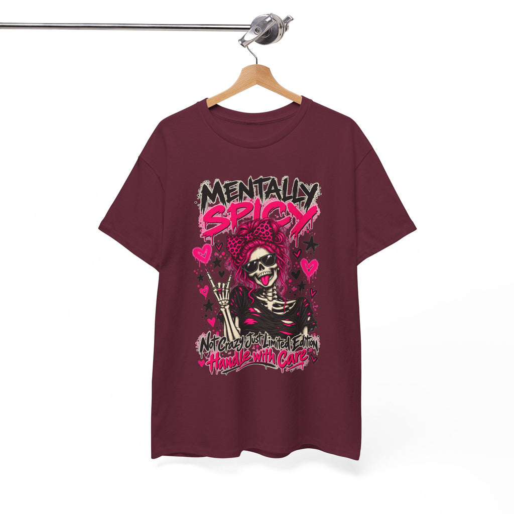 Mentally Spicy Skeleton Graphic T-Shirt