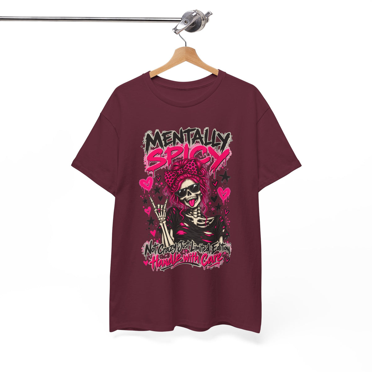 Mentally Spicy Skeleton Graphic T-Shirt
