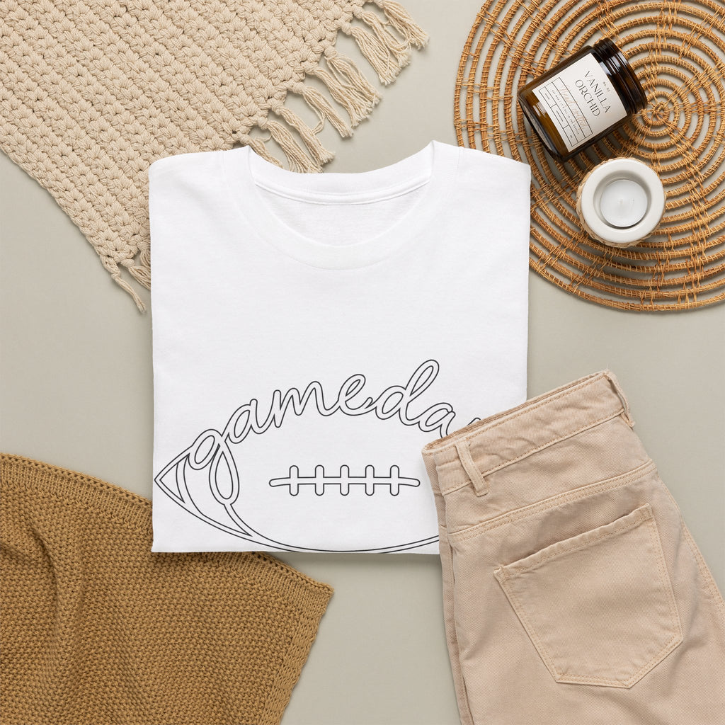 Gameday Football Tee — 'gameday' Script Football Graphic T-Shirt