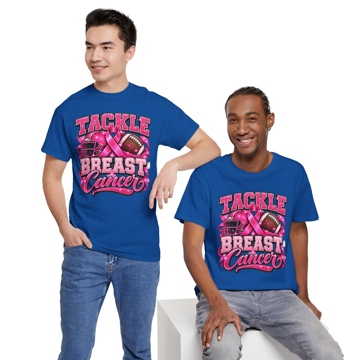 T-Shirt — "Tackle Breast Cancer" Pink Football Awareness Tee