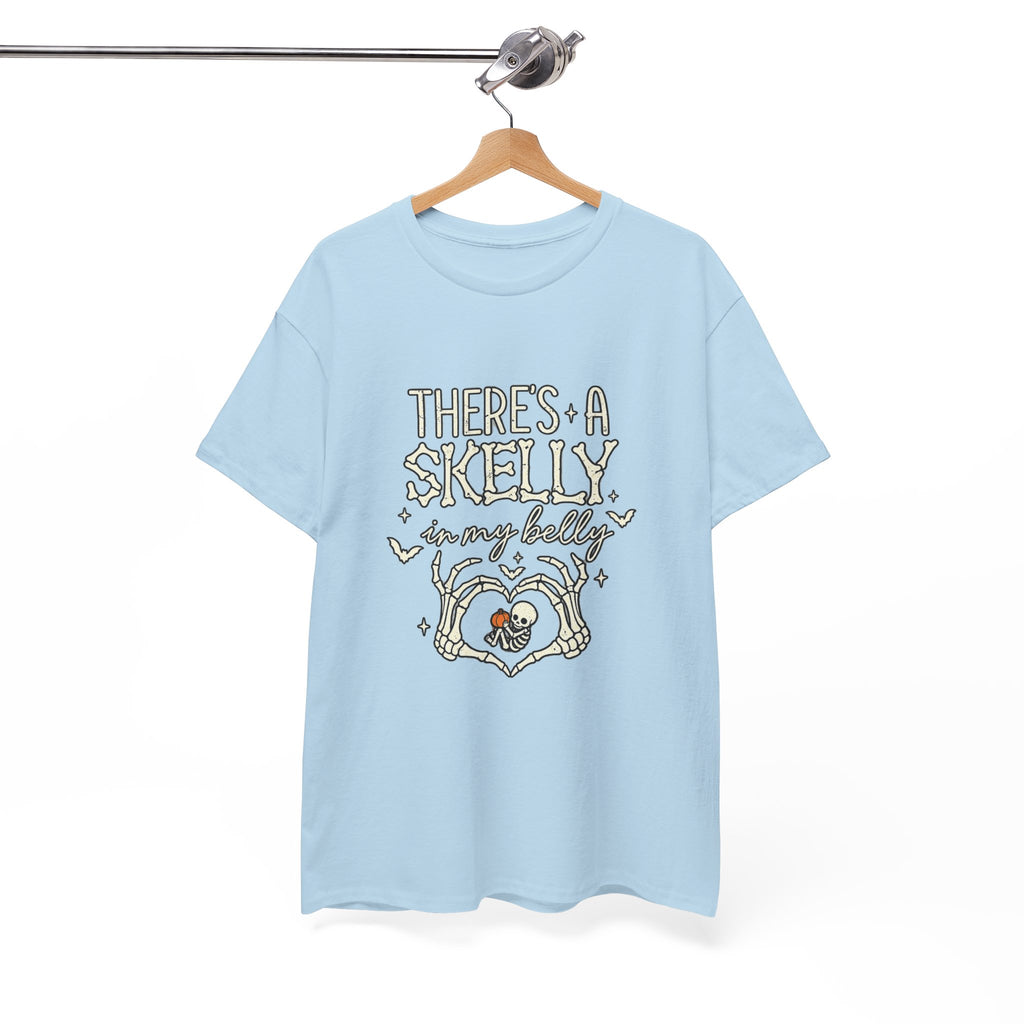 Skeleton Heart T‑Shirt — "There's a Skelly in My Belly" Cute Halloween Tee