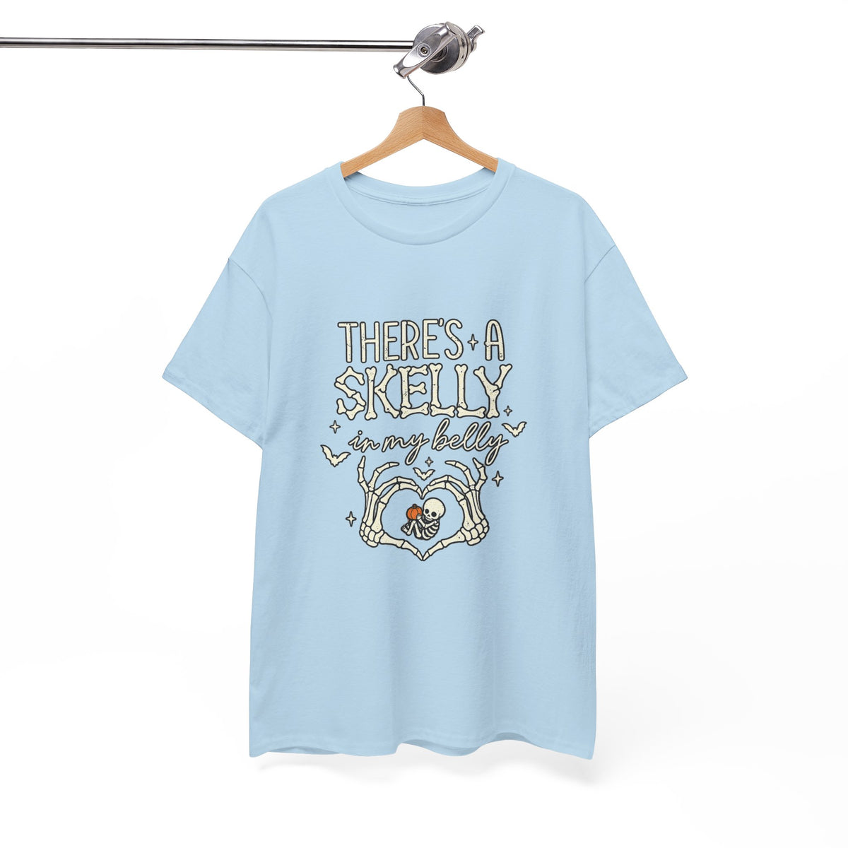Skeleton Heart T‑Shirt — "There's a Skelly in My Belly" Cute Halloween Tee