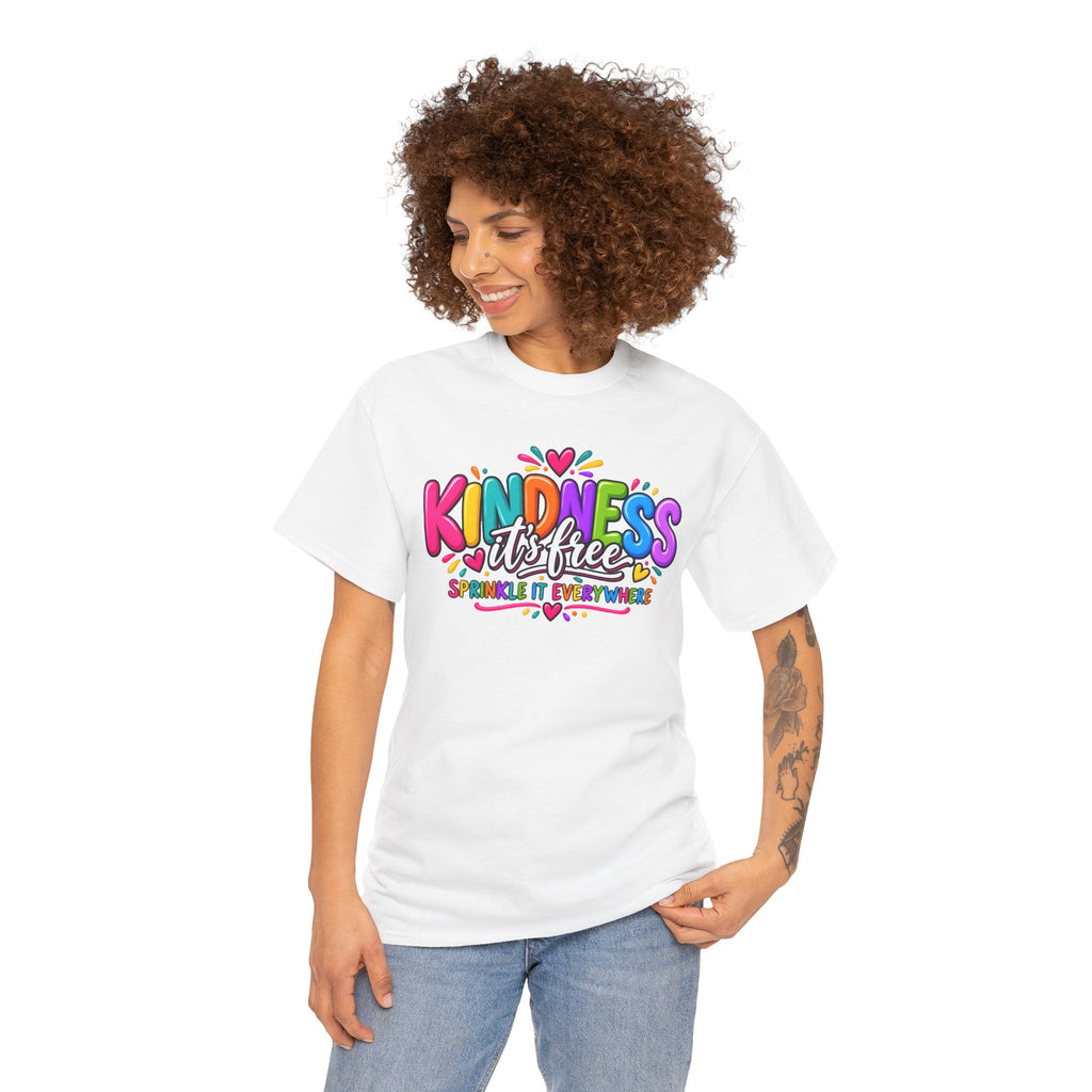 Kindness Is Free Rainbow Tee — Cute Positive Message T-Shirt