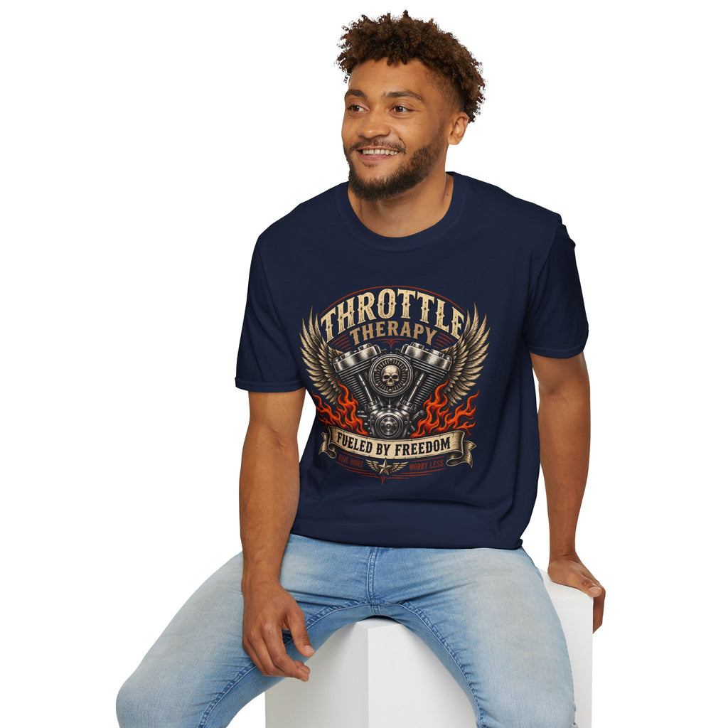 Throttle Therapy Motorcycle T‑Shirt — Fueled by Freedom Riding Tee