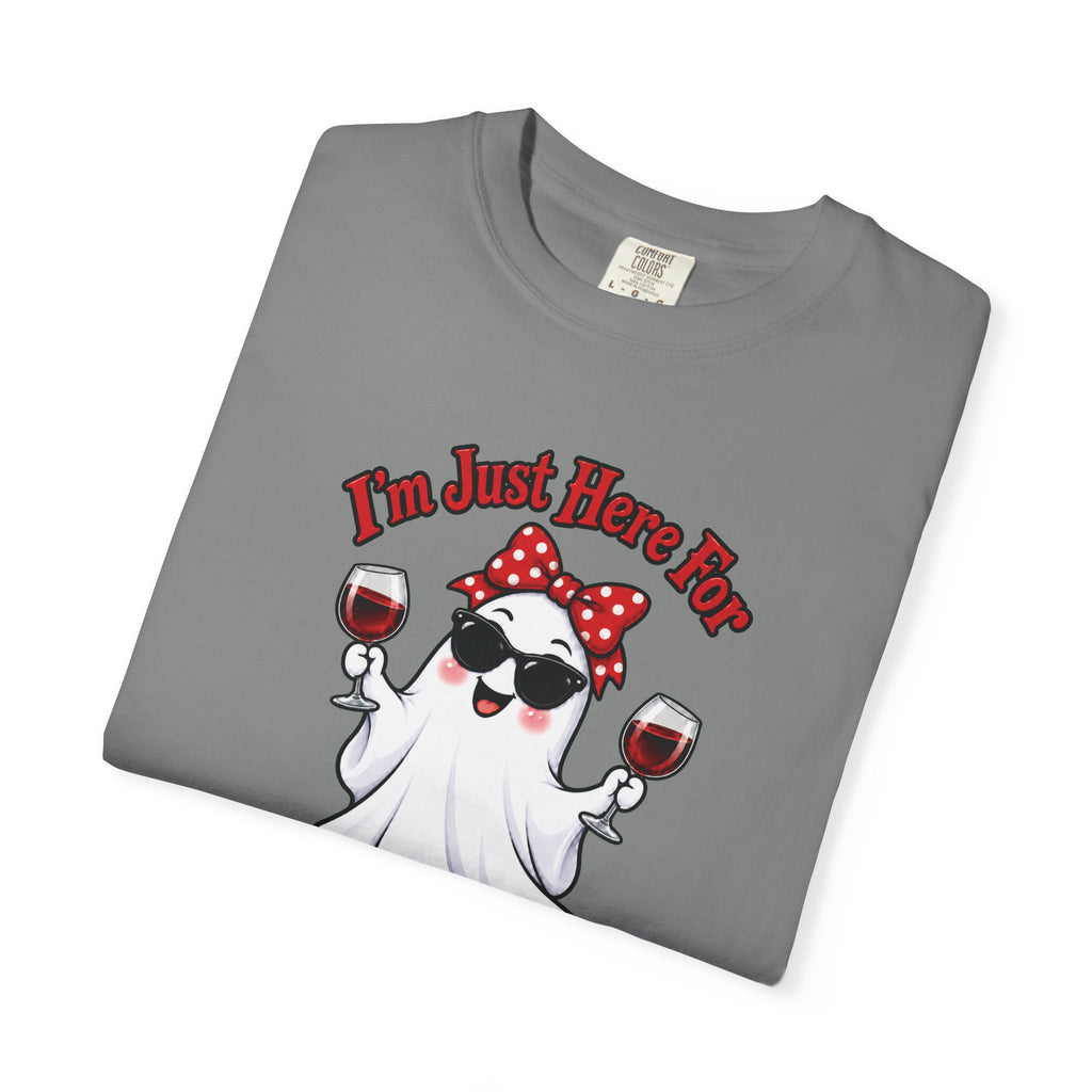 Wine Ghost T-Shirt — "I'm Just Here For The Spirits" Halloween Tee