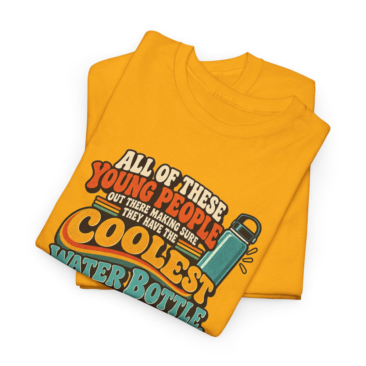 Retro 70s-80s Funny Water Bottle Tee — "Coolest Water Bottle" Graphic T-Shirt