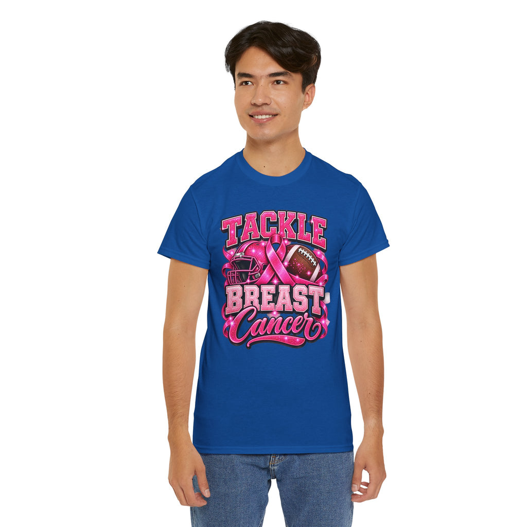 T-Shirt — "Tackle Breast Cancer" Pink Football Awareness Tee