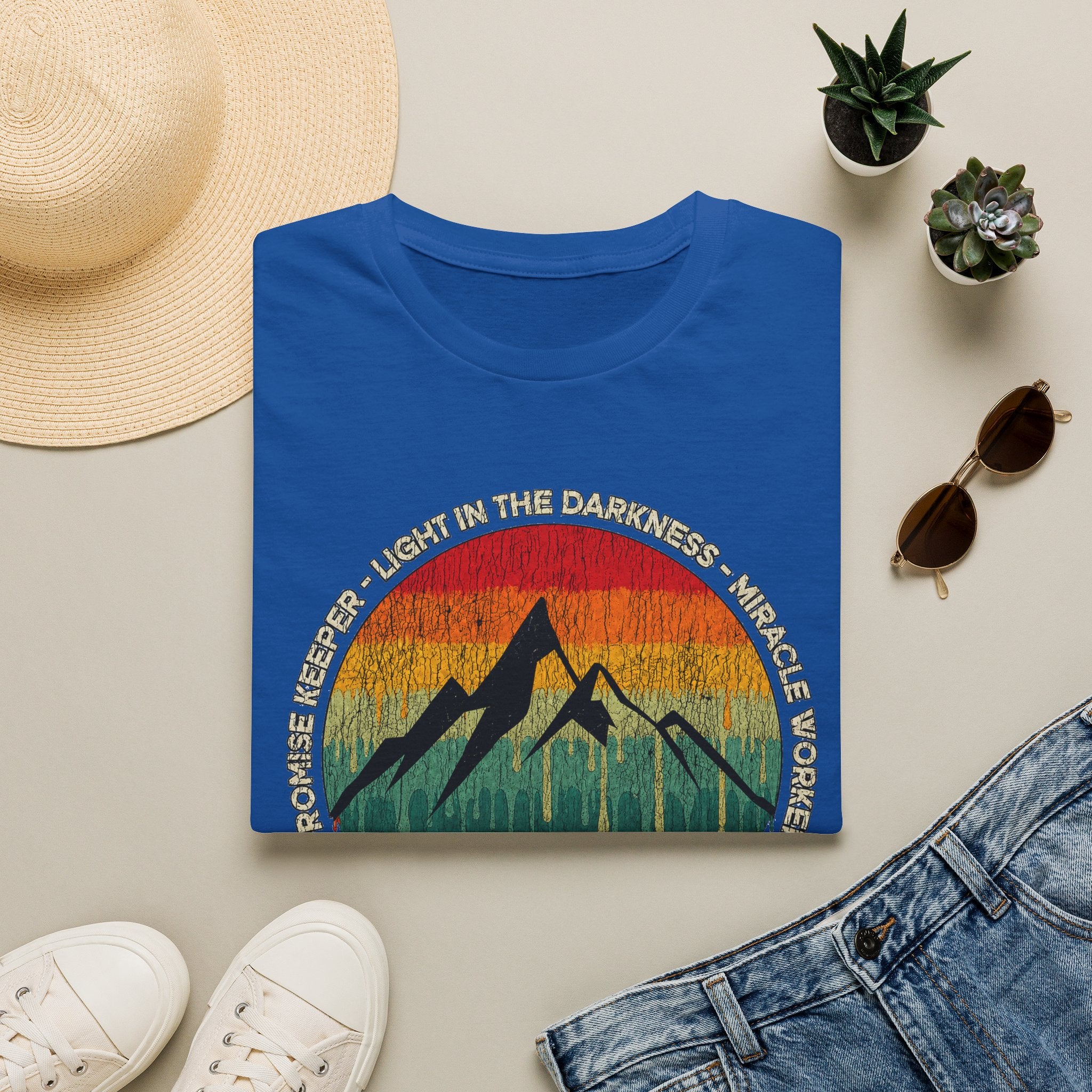 Waymaker Mountain T-Shirt — “Promise Keeper, Light in the Darkness” Christian Graphic Tee