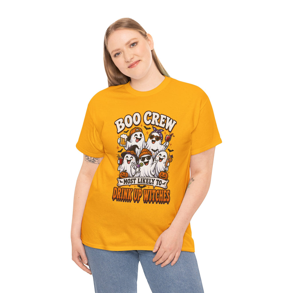 Boo Crew Halloween Tee — "Most Likely to Drink Up Witches" Ghost Party Shirt