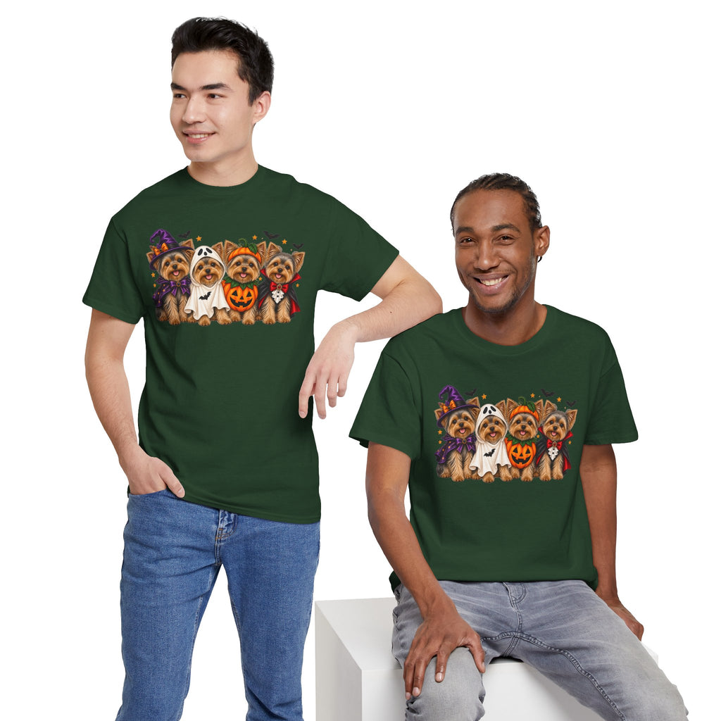 Halloween Yorkie T-Shirt — Cute Yorkies in Costumes (Pumpkin, Ghost, Witch, Vampire)