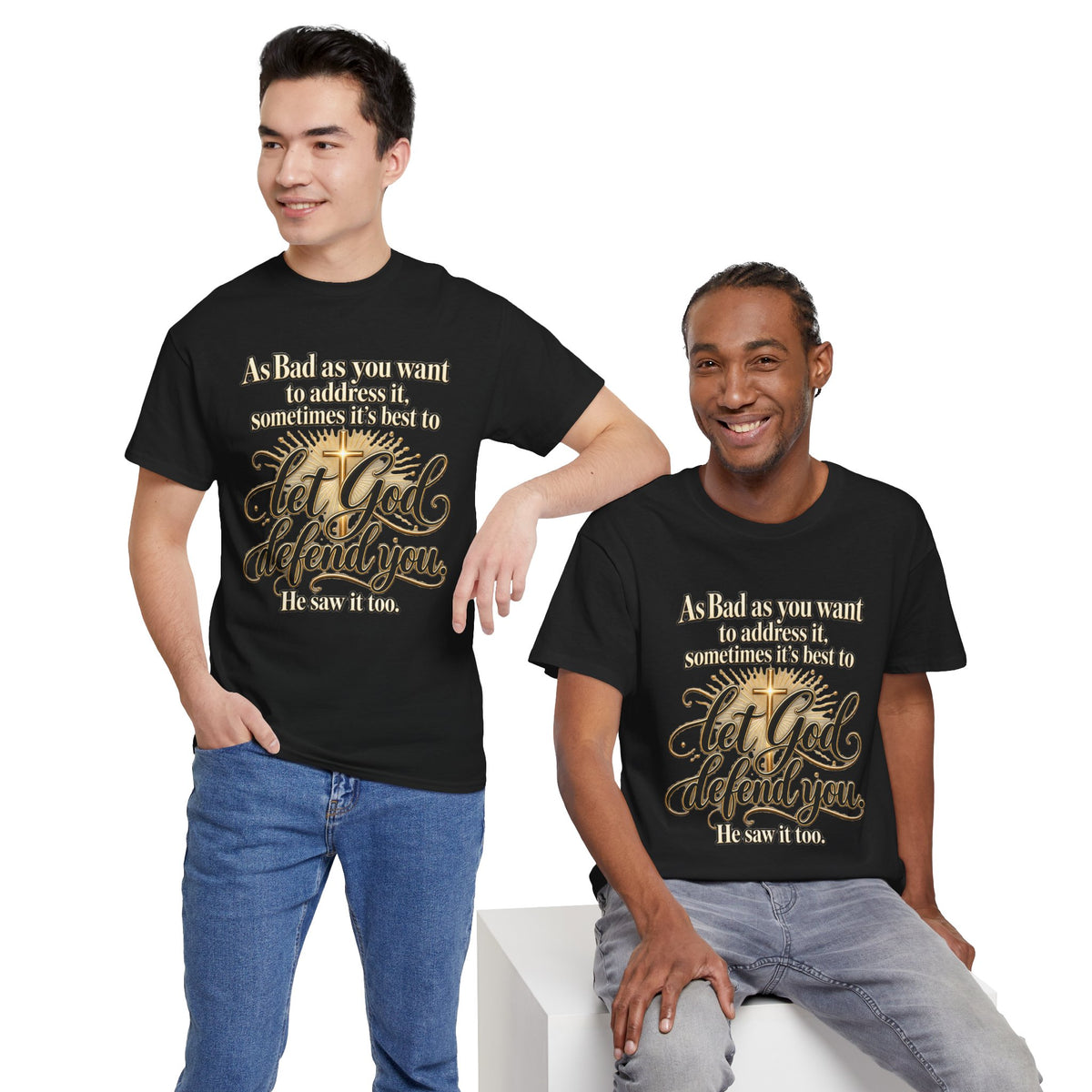 Let God Defend You Inspirational Christian T-Shirt