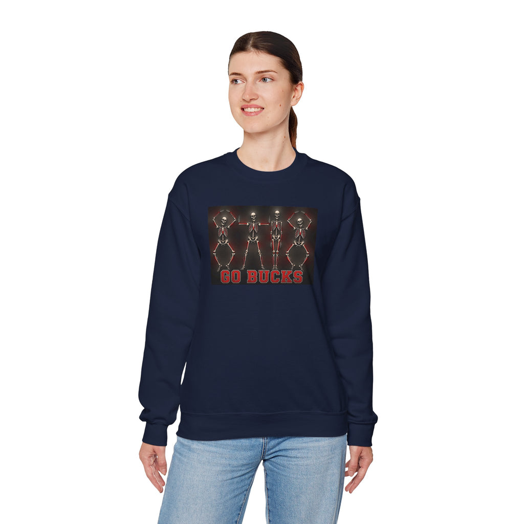 Crewneck Sweatshirt — 'Go Bucks' Dance Skeletons Graphic