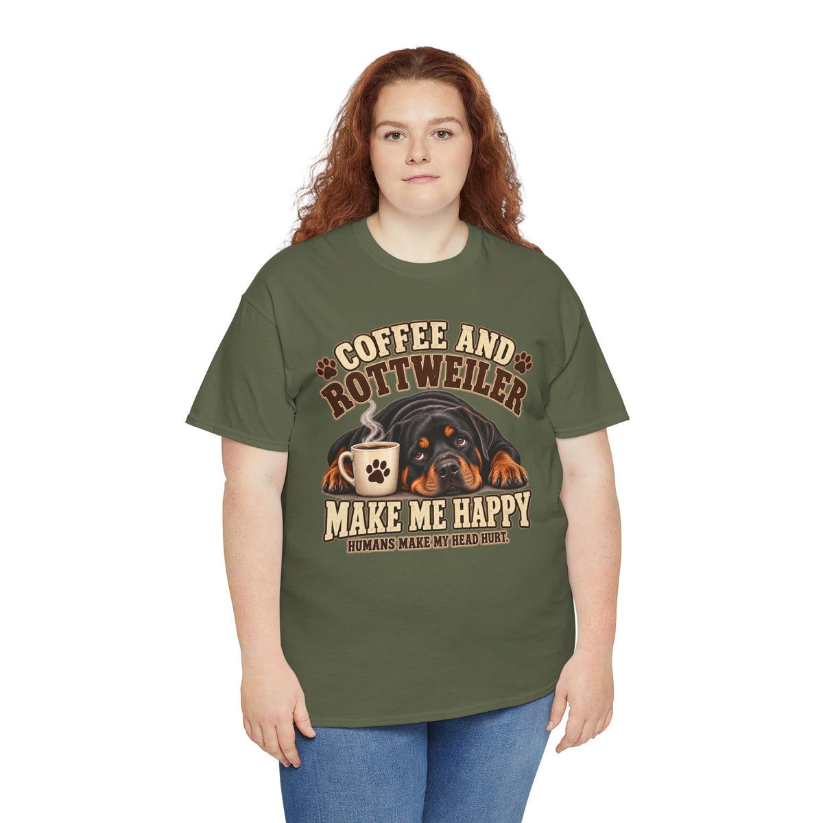 Coffee and Rottweiler Tee — "Coffee and Rottweiler Make Me Happy" Dog Lover Shirt