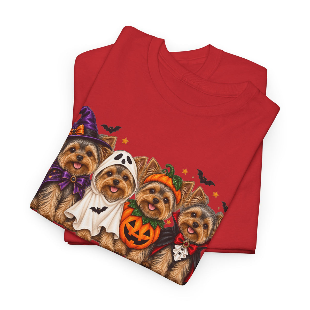 Halloween Yorkie T-Shirt — Cute Yorkies in Costumes (Pumpkin, Ghost, Witch, Vampire)
