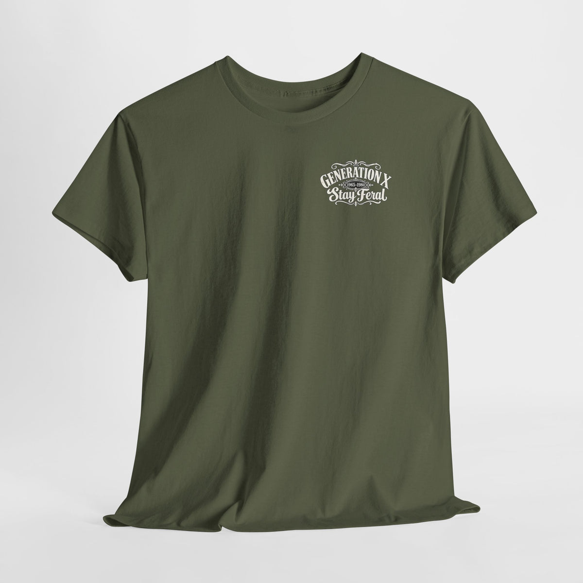 Generation X T‑Shirt — 'Stay Feral' Vintage Whiskey Label Tee (Born 1965–1980)