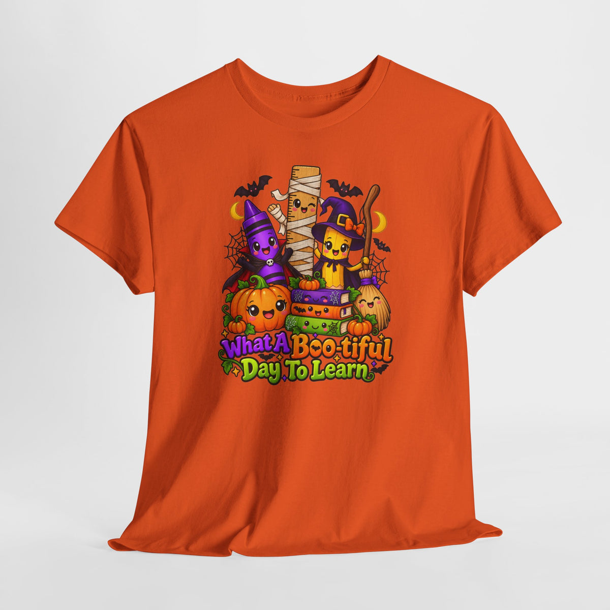Halloween Teacher Tee — "What A Boo-tiful Day To Learn" Kids' Classroom Shirt