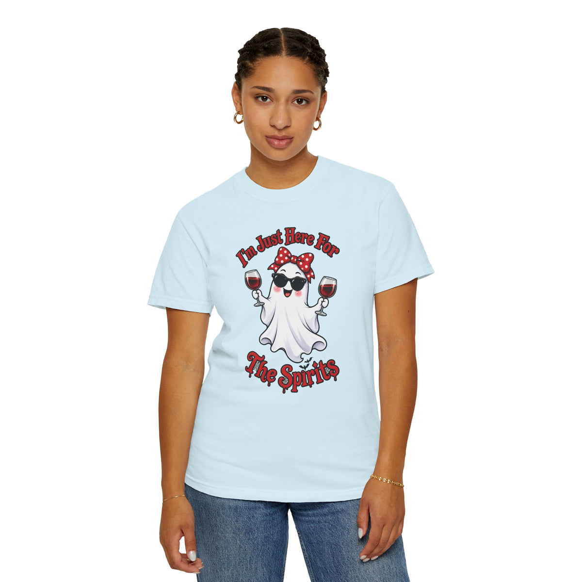 Wine Ghost T-Shirt — "I'm Just Here For The Spirits" Halloween Tee