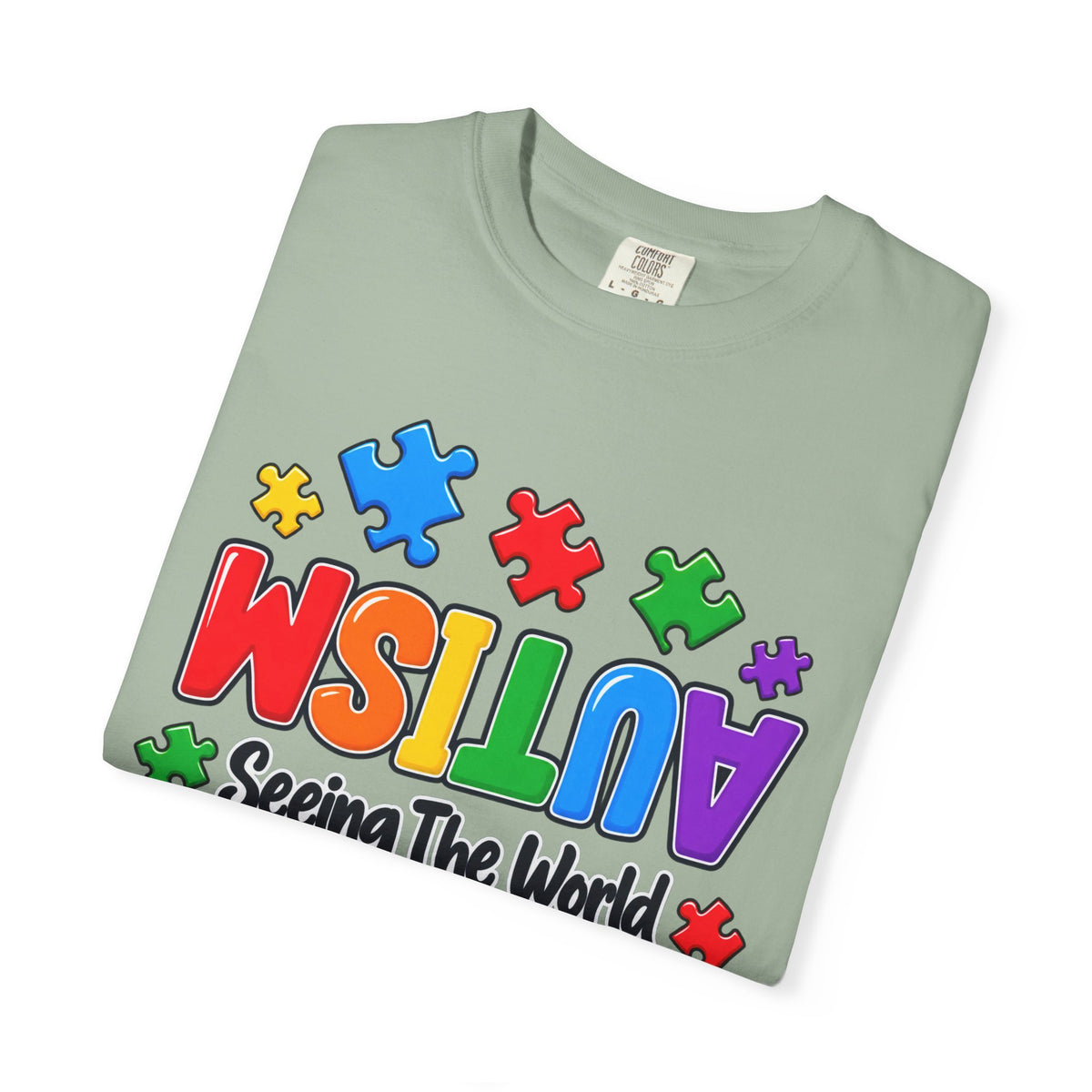 Autism Awareness T-Shirt — "Seeing the World From a Different Angle" Puzzle Design