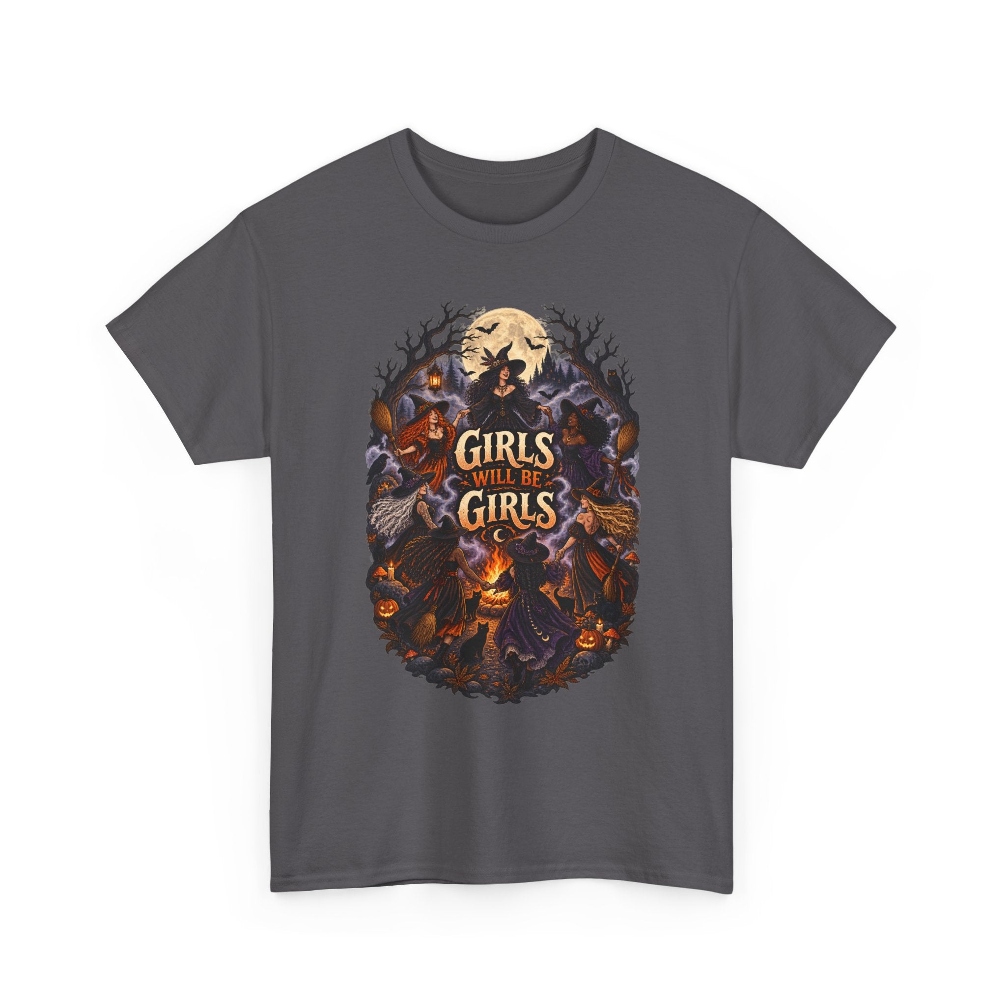 Girls Will Be Girls T-Shirt — Witchy Campfire Illustration Tee