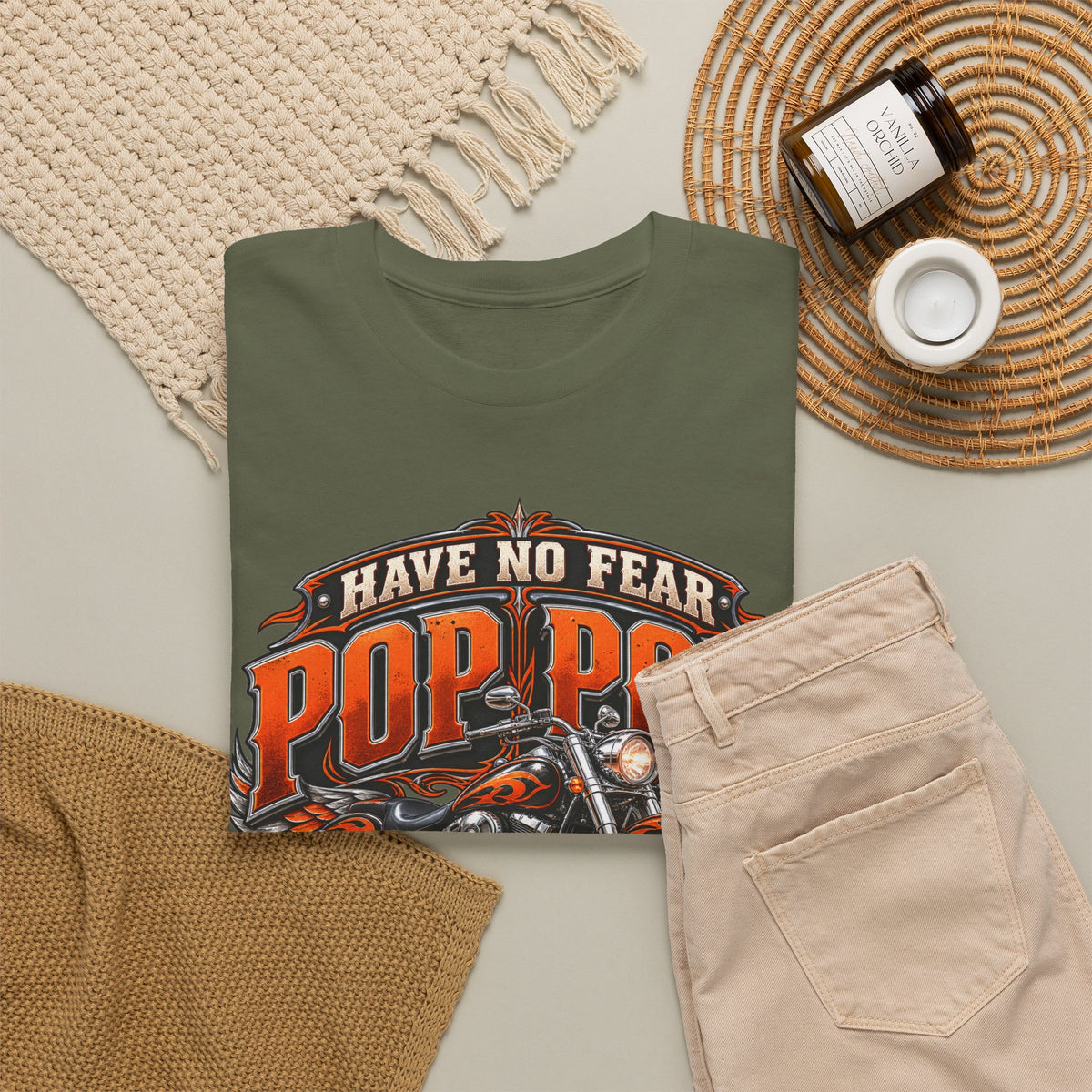 Pop Pop Is Here Motorcycle Dad T-Shirt