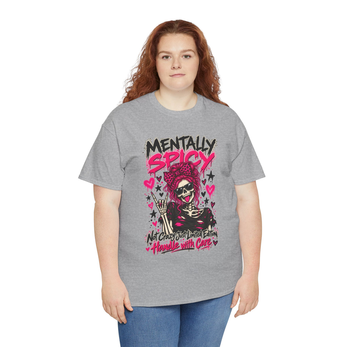 Mentally Spicy Skeleton Graphic T-Shirt