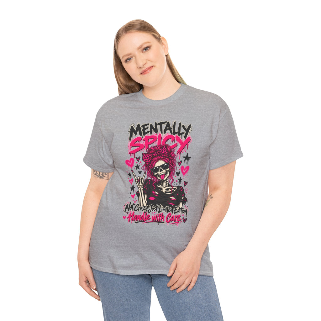 Mentally Spicy Skeleton Graphic T-Shirt