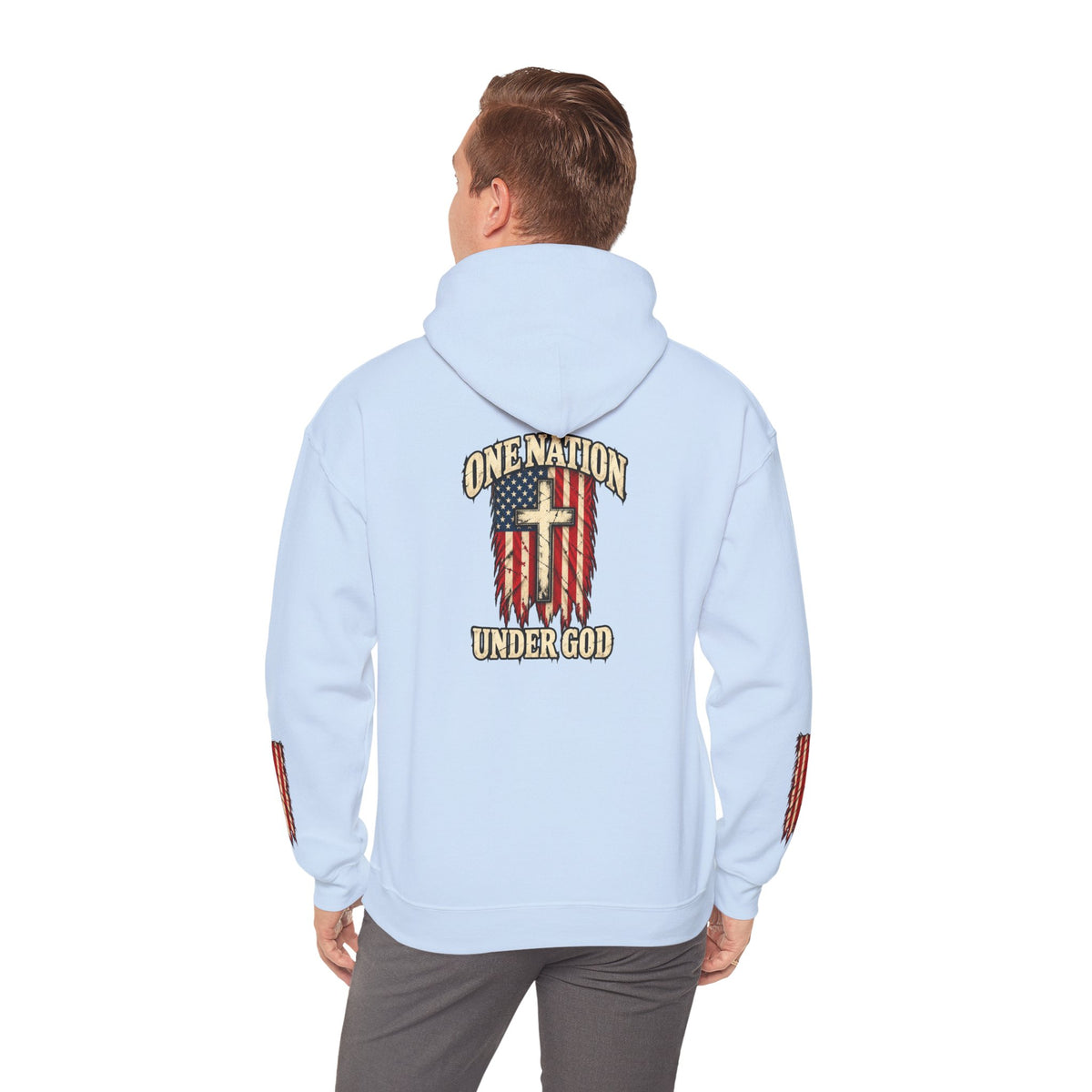 One Nation Under God Patriotic Cross Hoodie