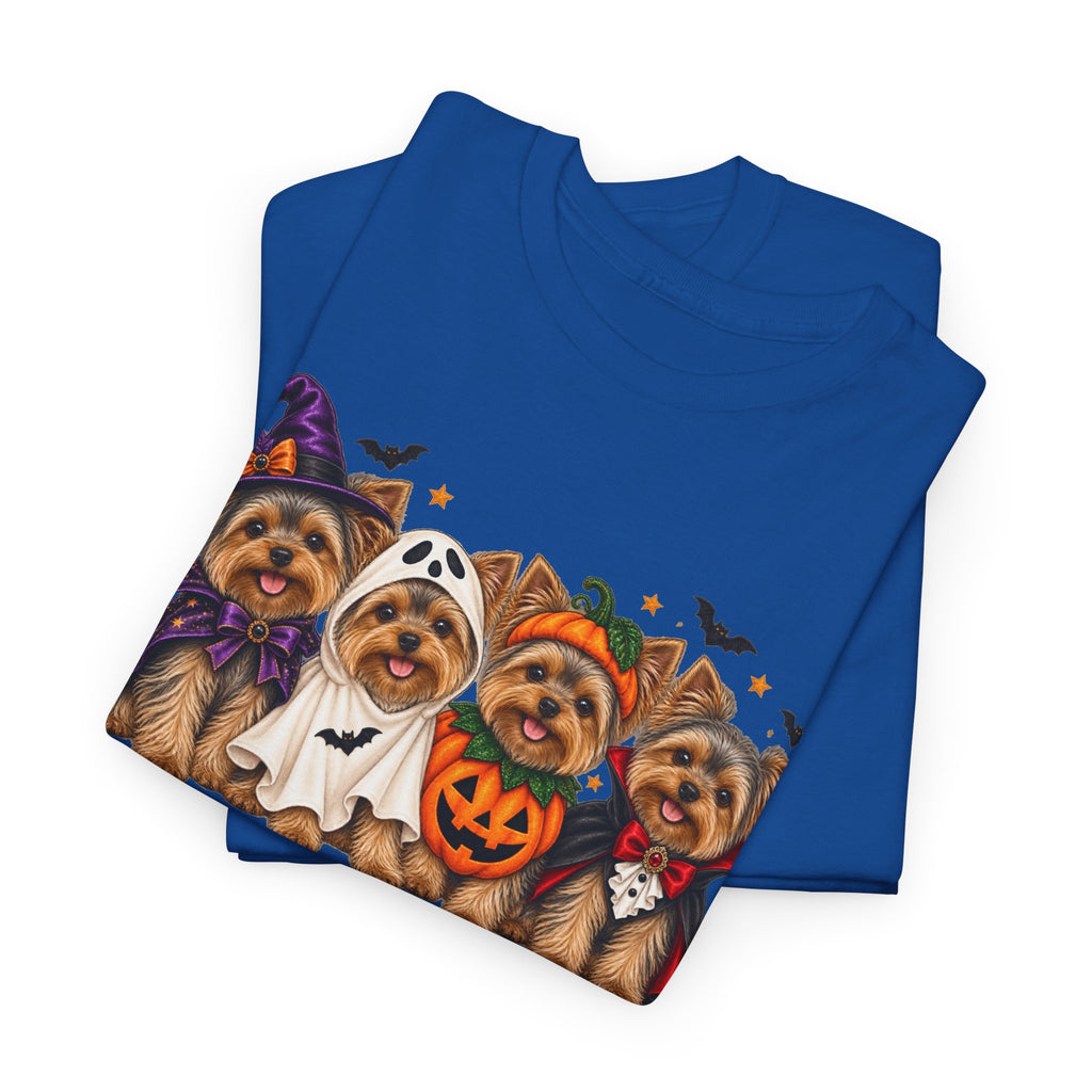 Halloween Yorkie T-Shirt — Cute Yorkies in Costumes (Pumpkin, Ghost, Witch, Vampire)