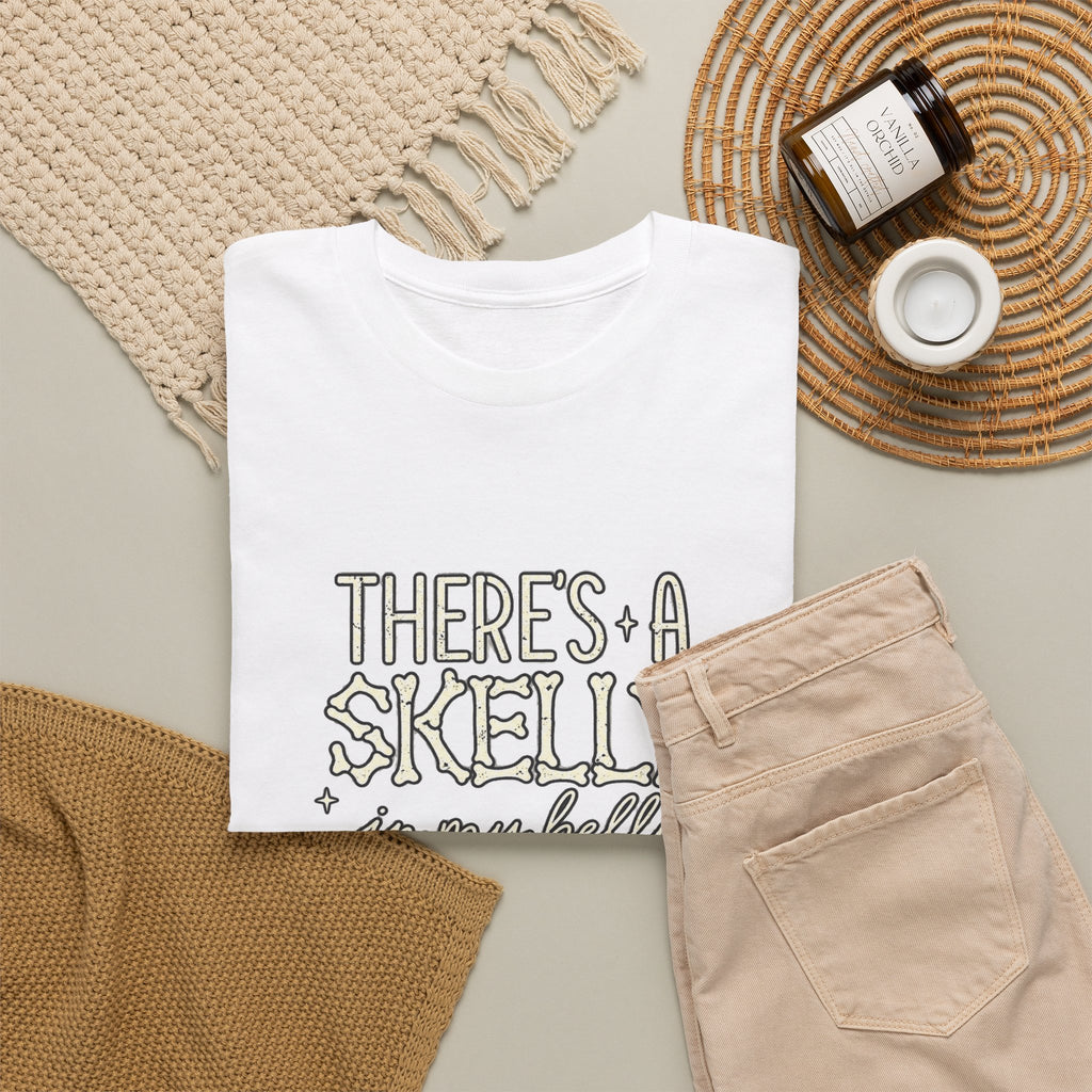 Skeleton Heart T‑Shirt — "There's a Skelly in My Belly" Cute Halloween Tee