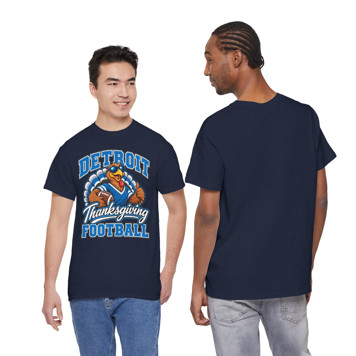 Detroit Thanksgiving Football Tee — Turkey Mascot Game Day Shirt