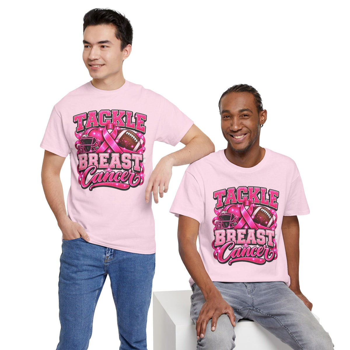T-Shirt — "Tackle Breast Cancer" Pink Football Awareness Tee