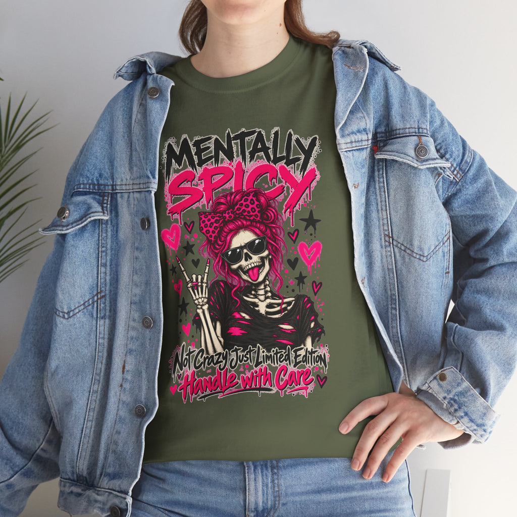Mentally Spicy Skeleton Graphic T-Shirt
