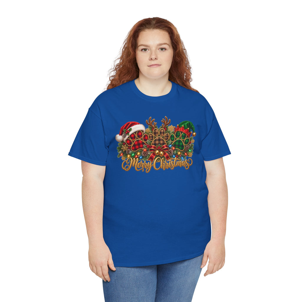 Merry Christmas Paw Prints Holiday Graphic Tee