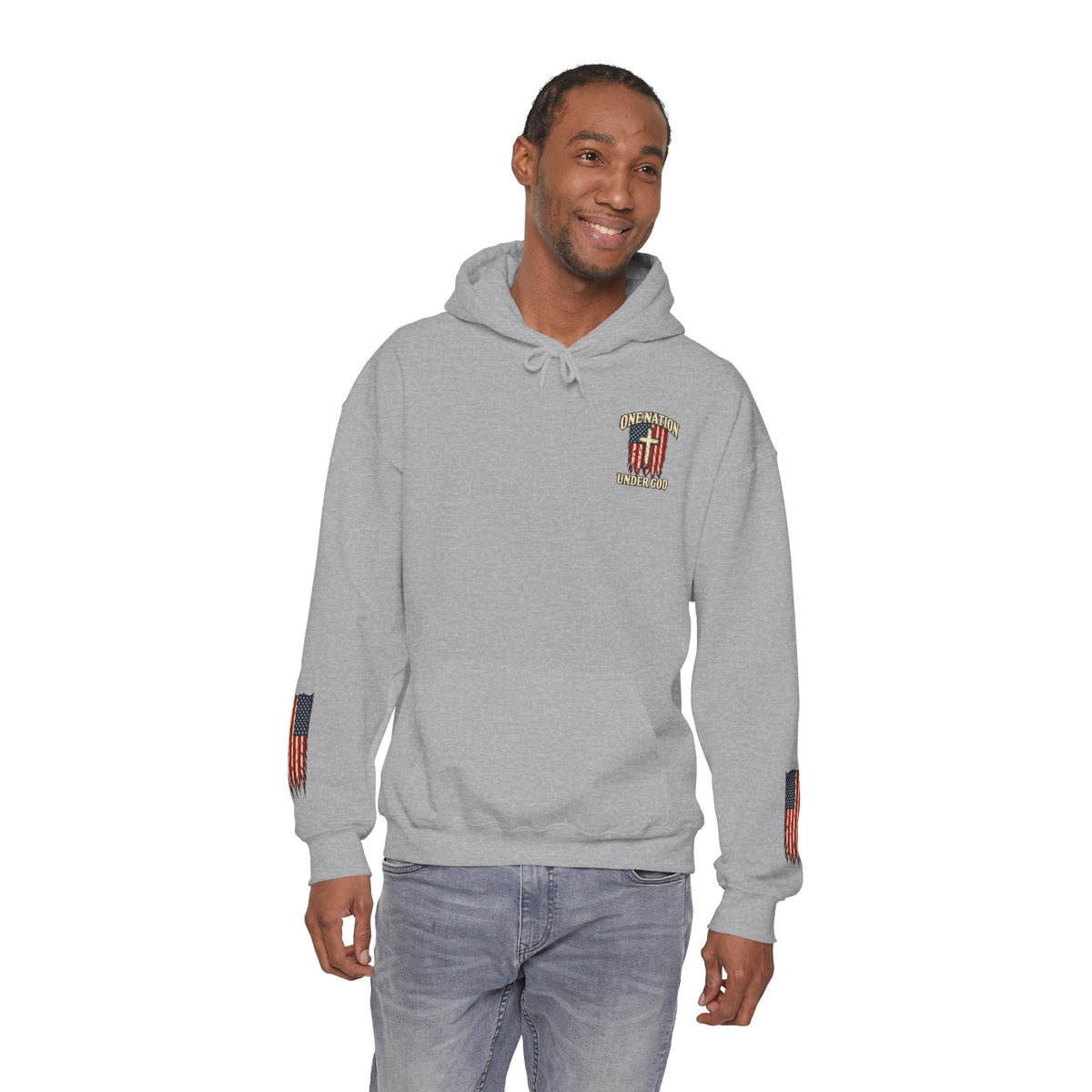 One Nation Under God Patriotic Cross Hoodie