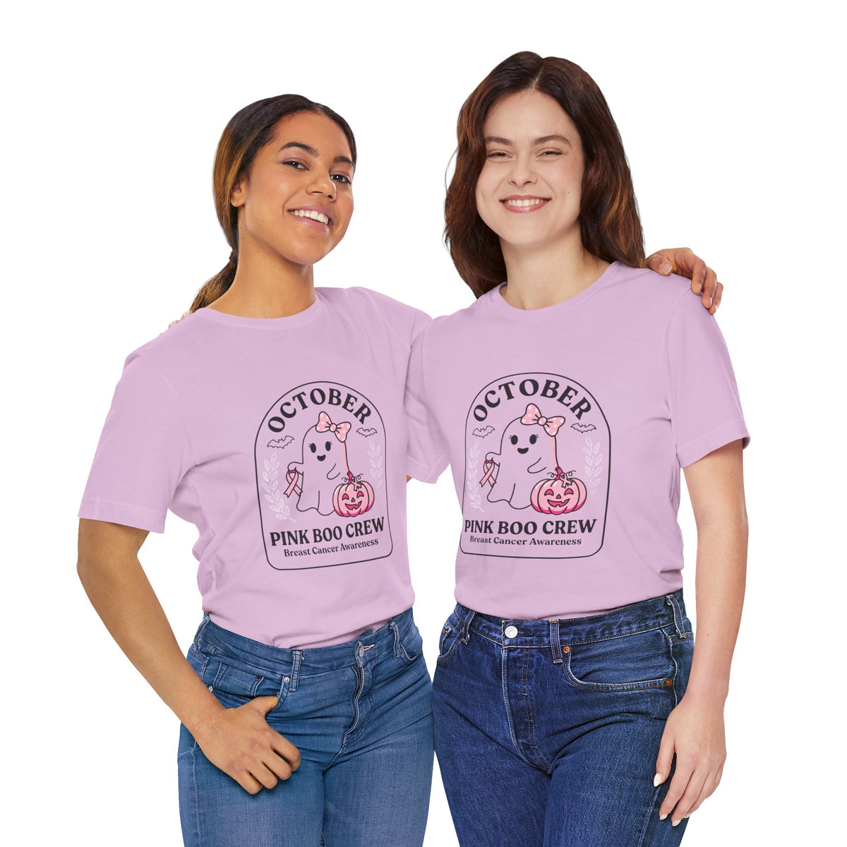 October Pink Boo Crew Tee — Breast Cancer Awareness Ghost T-Shirt