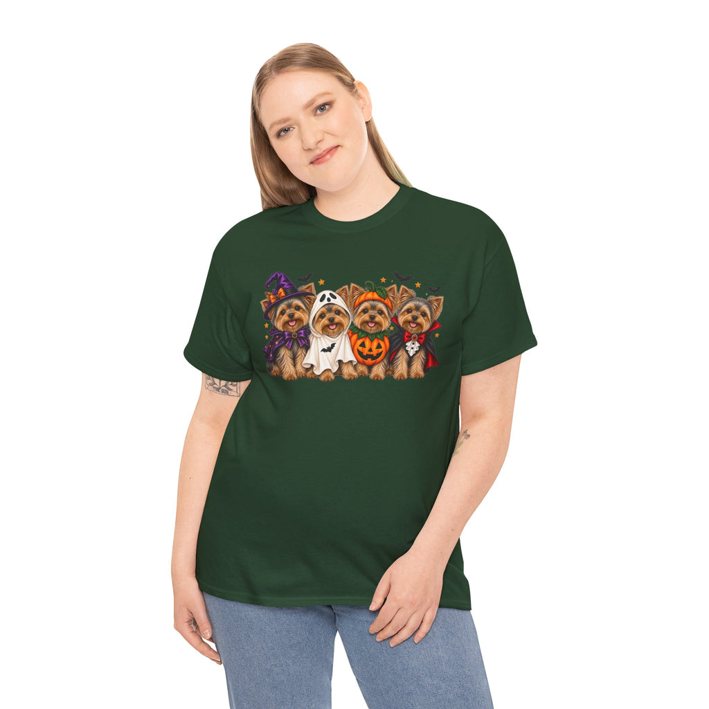 Halloween Yorkie T-Shirt — Cute Yorkies in Costumes (Pumpkin, Ghost, Witch, Vampire)