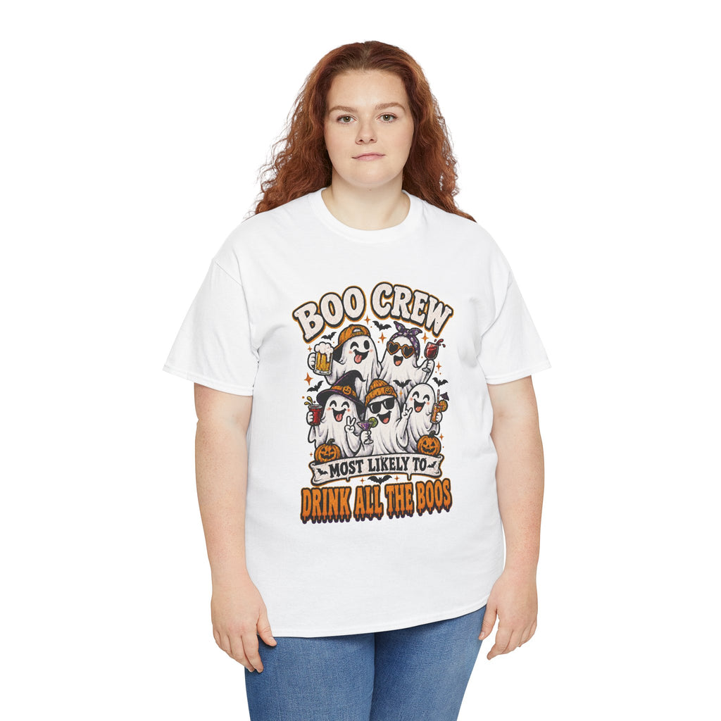 Boo Crew Halloween Tee — “Most Likely To Drink All The Boos” Ghost Party Shirt