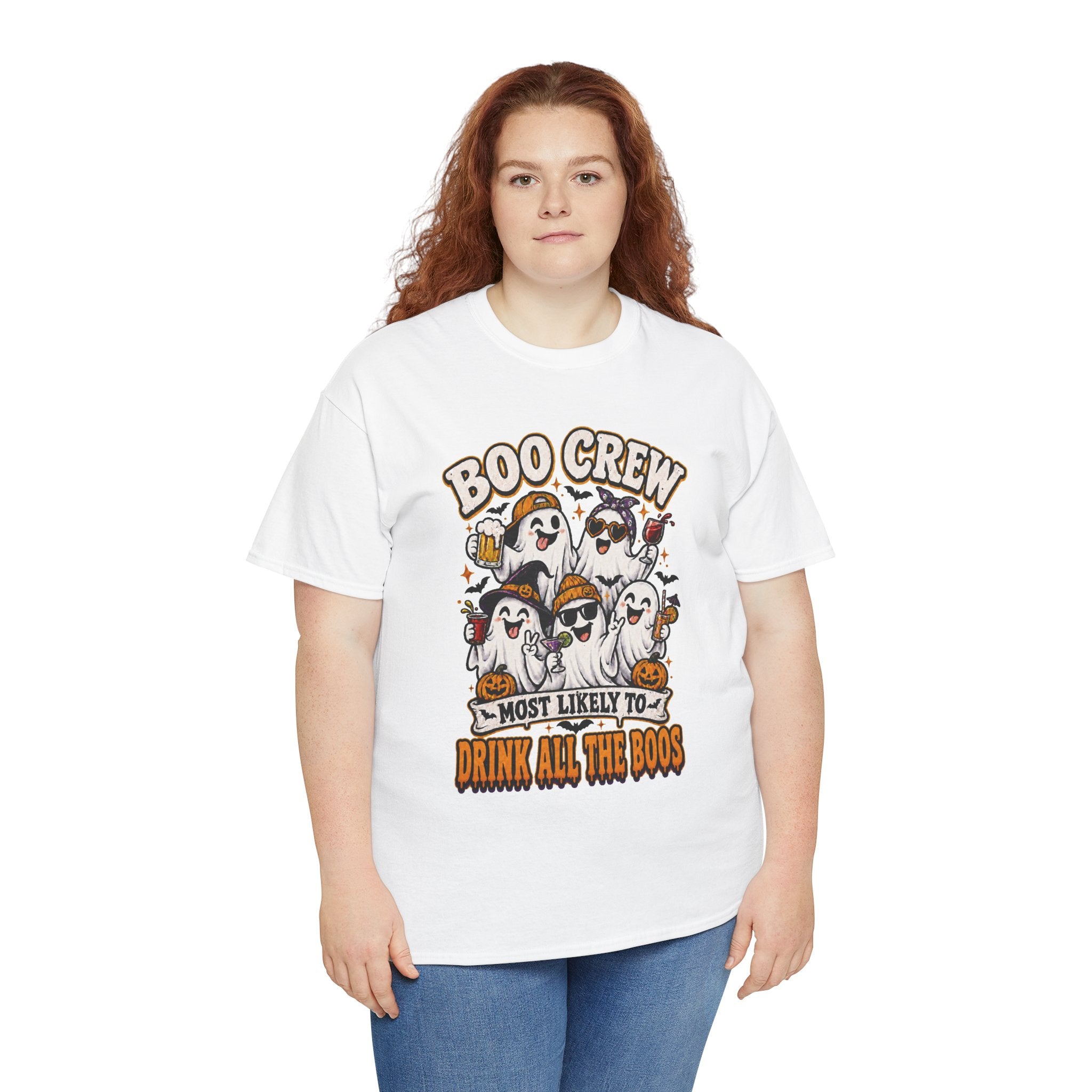 Boo Crew Halloween Tee — “Most Likely To Drink All The Boos” Ghost Party Shirt