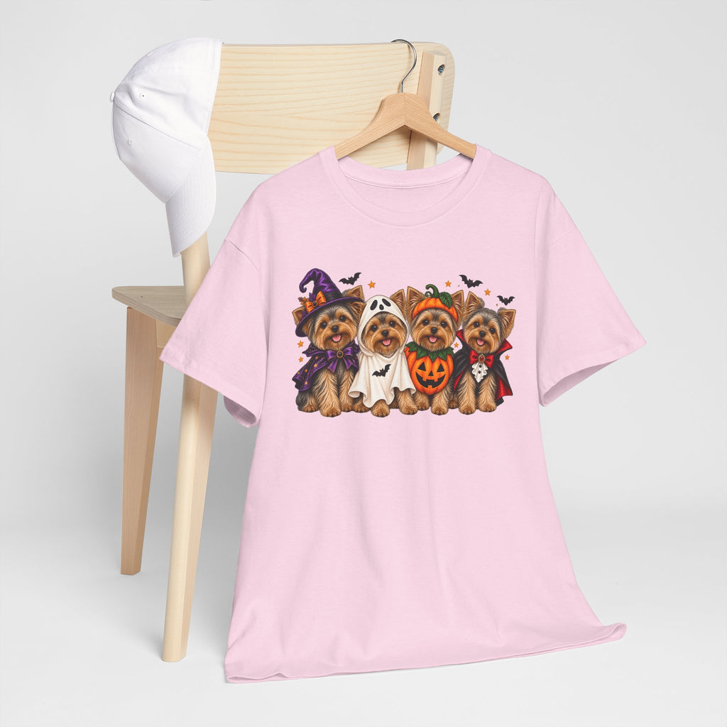 Halloween Yorkie T-Shirt — Cute Yorkies in Costumes (Pumpkin, Ghost, Witch, Vampire)