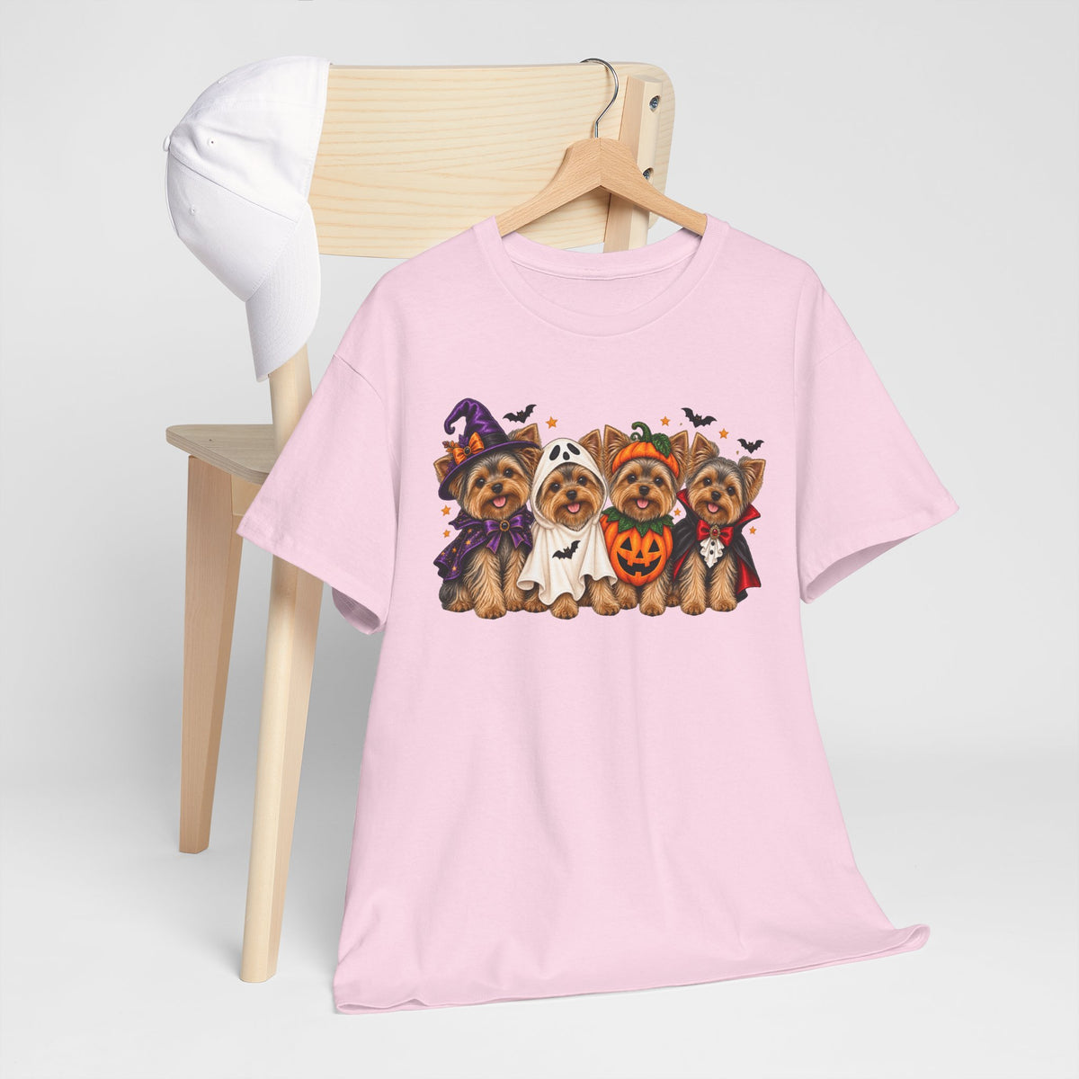 Halloween Yorkie T-Shirt — Cute Yorkies in Costumes (Pumpkin, Ghost, Witch, Vampire)