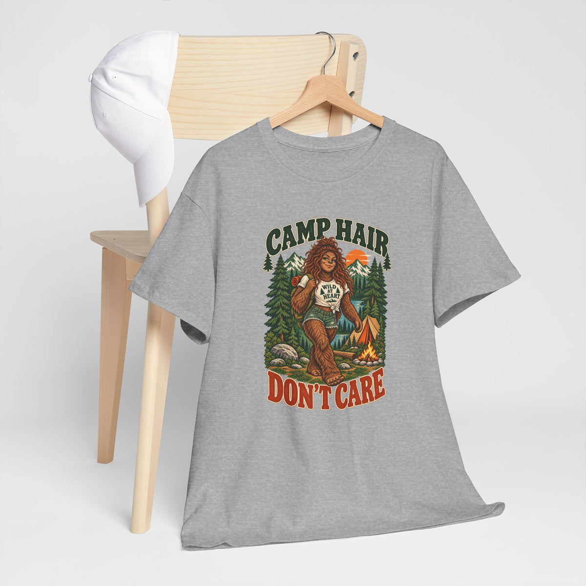 Camp Hair Don't Care T-Shirt — Retro Camping Graphic Tee