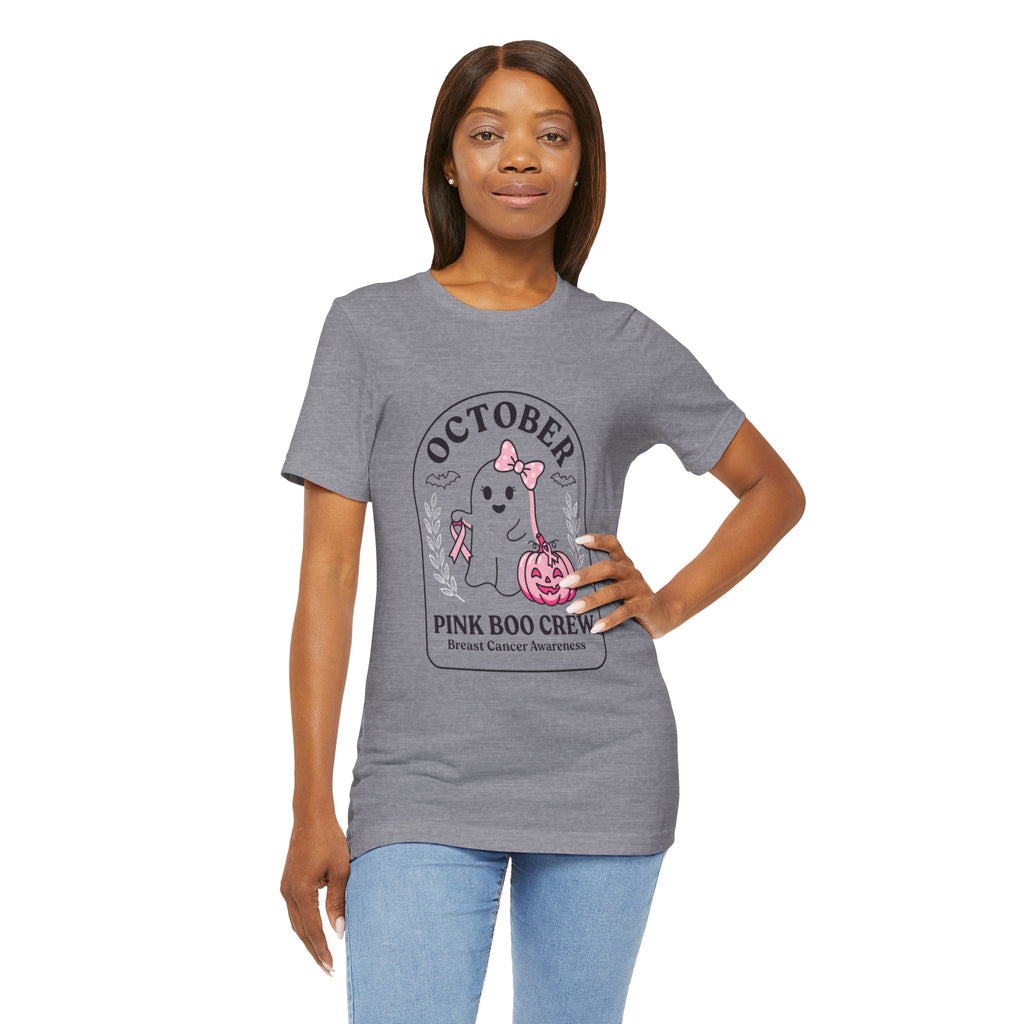 October Pink Boo Crew Tee — Breast Cancer Awareness Ghost T-Shirt