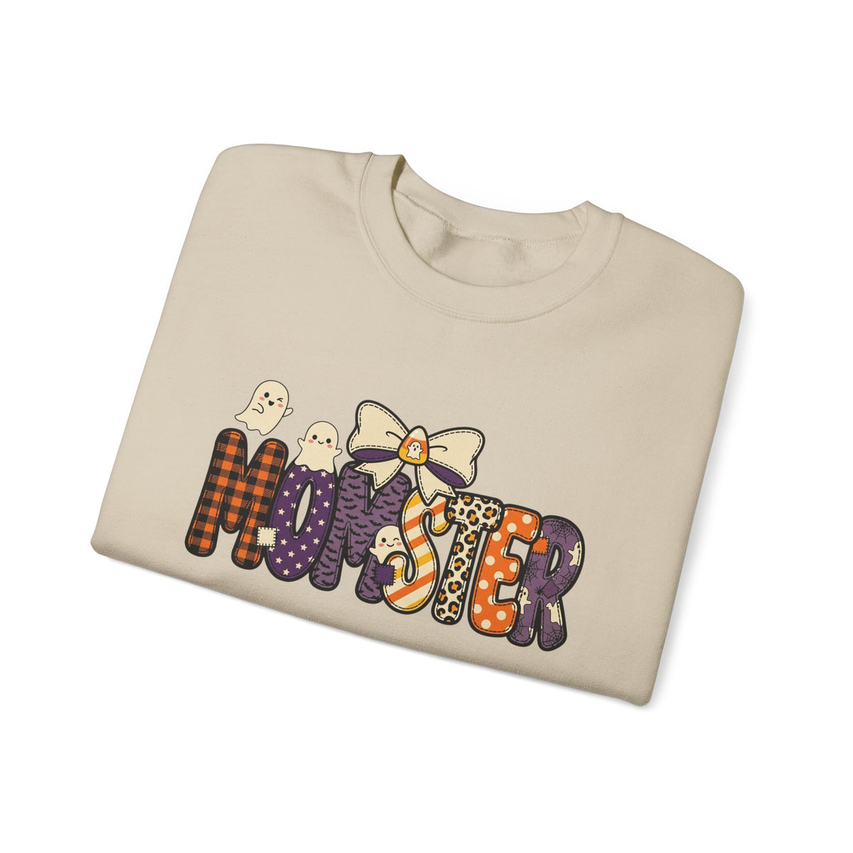 Momster Halloween Sweater | Momster Crewneck Sweatshirt, Halloween mom, purple orange spooky lettering