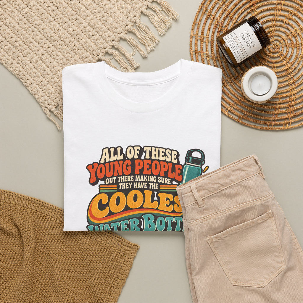 Retro 70s-80s Funny Water Bottle Tee — "Coolest Water Bottle" Graphic T-Shirt